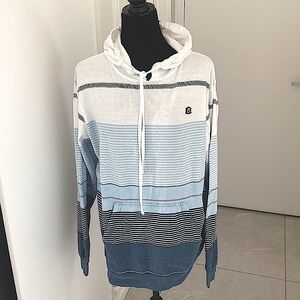 BILLABONG Unisex Striped Blue & White 100% Cotton Hoodie Size Medium